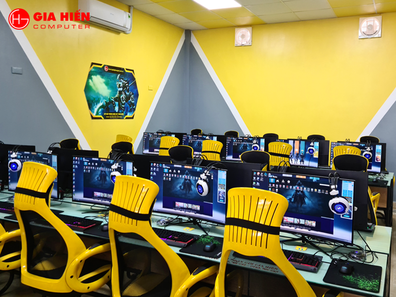 Không gian phòng game được trang trí với tông màu Vàng - Ghi.